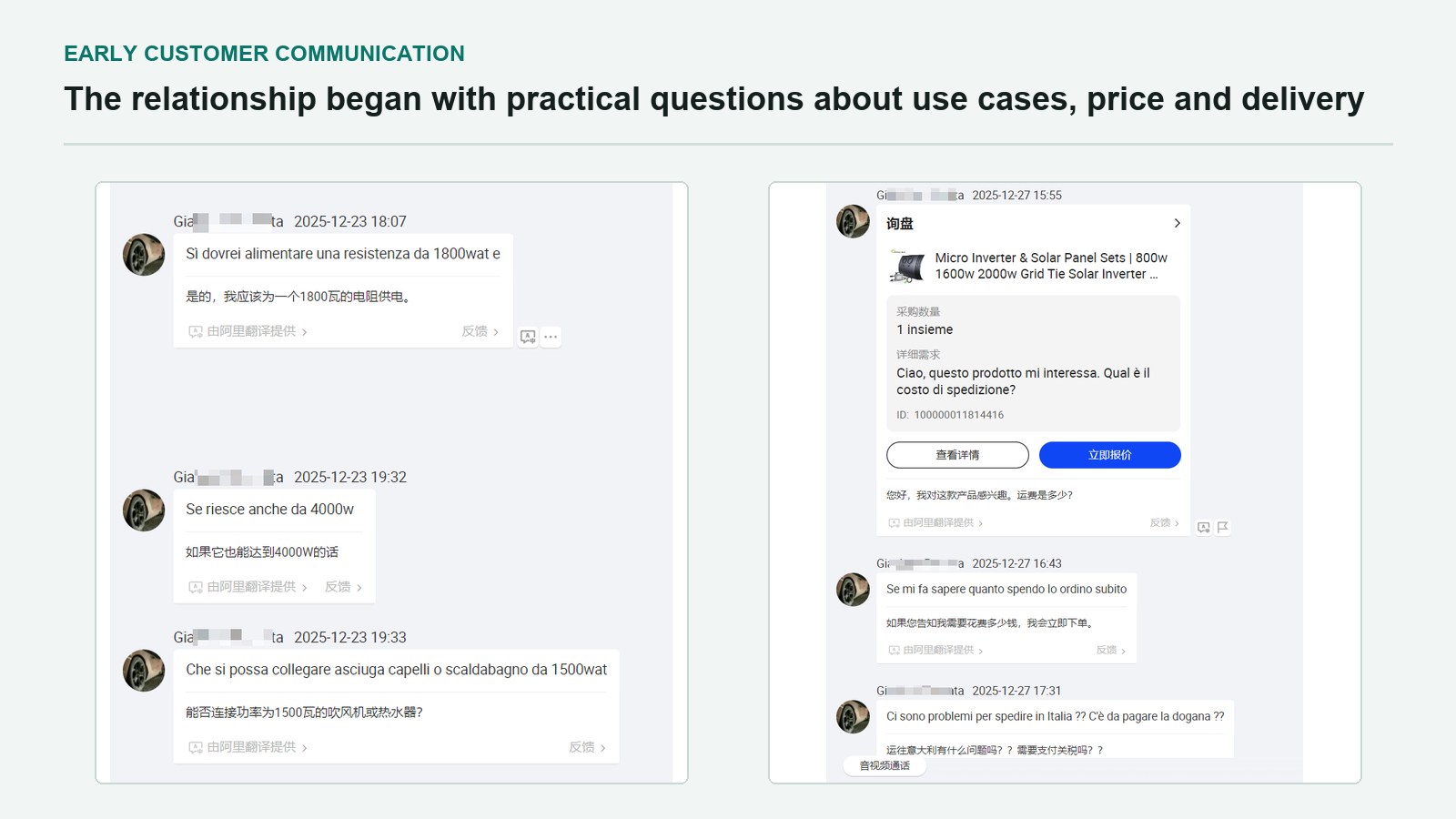 Consulta inicial del cliente y solicitud de producto