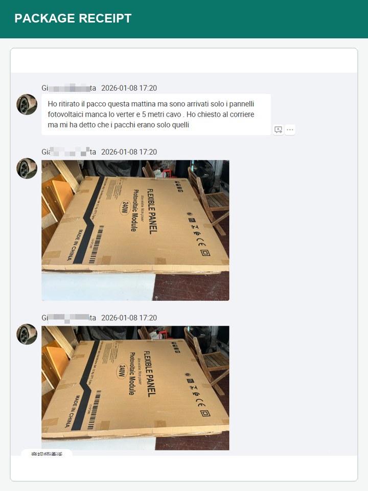 Fotos del cliente de la recepci&oacute;n de los paquetes