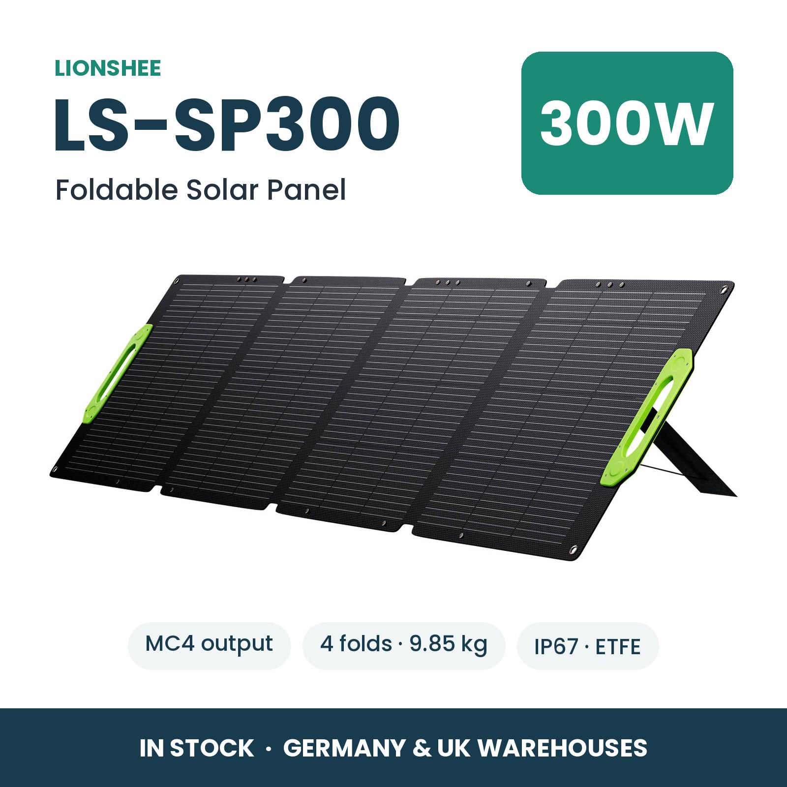 LIONSHEE LS-SP300 Panel Solar Plegable 300W Para Estación De Energía, ETFE, IP67, MC4, Stock En Alemania Y Reino Unido