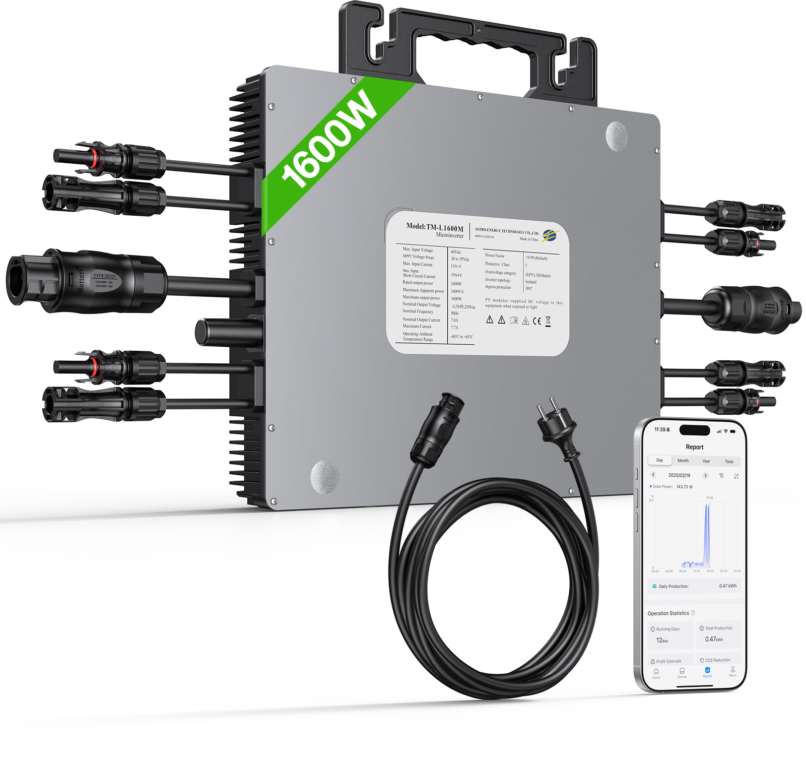 LIONSHEE LS-L1600M Microinversor Solar De 1600W Con WiFi, 4 MPPT Y Envío Desde Almacén En Alemania