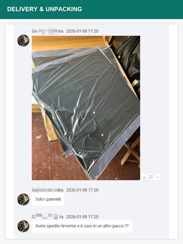 Paneles flexibles tras la entrega