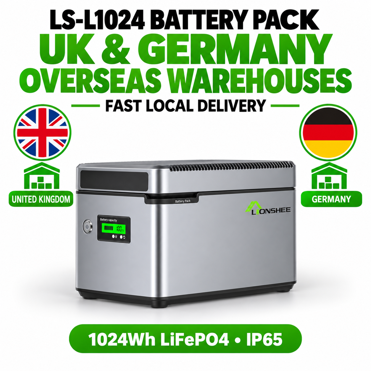 LIONSHEE LS-L1024 Power Box LiFePO4 1024 Wh En Stock En Almacenes De Alemania Y Reino Unido, CE RoHS MSDS, Entrega Rápida